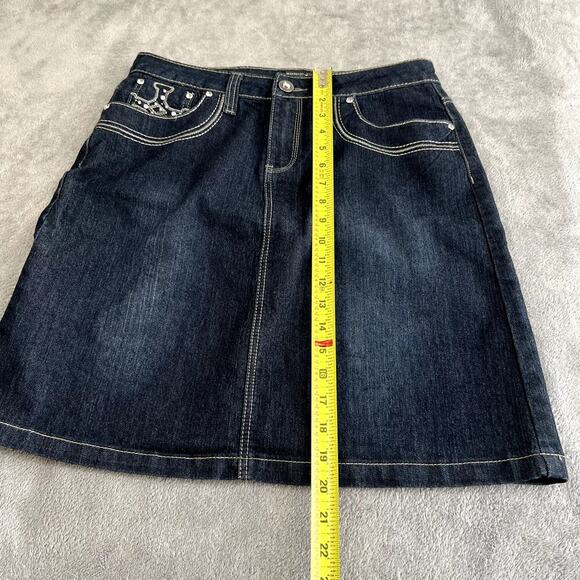 Baccini Women's 6 Affliction Style Denim Skirt Y2K Alt Grunge - Picture 10 of 10